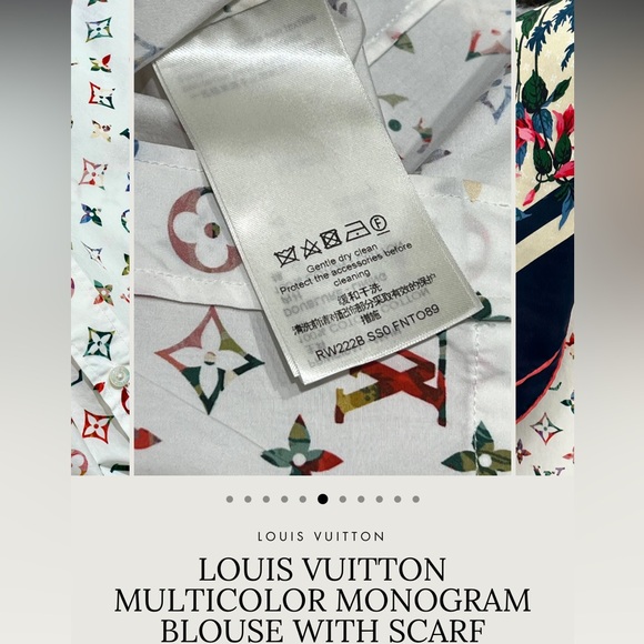 ***Rare****Louis Vuitton Long Sleeve monogram button down with scarf - Picture 12 of 15